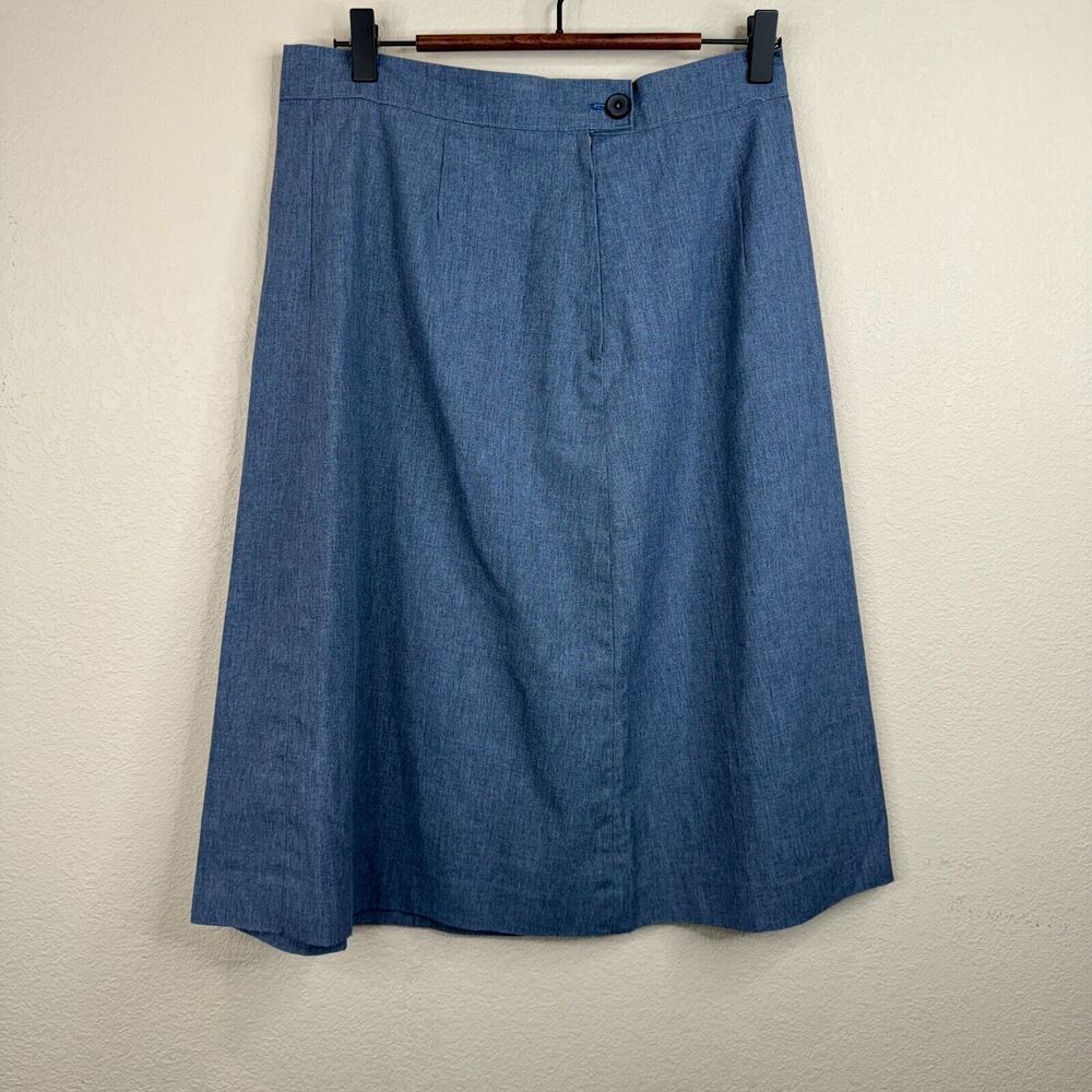 Unbranded Denim A-Line Midi‎ Skirt 8 Blue Classic Modest Romantic Core Staple